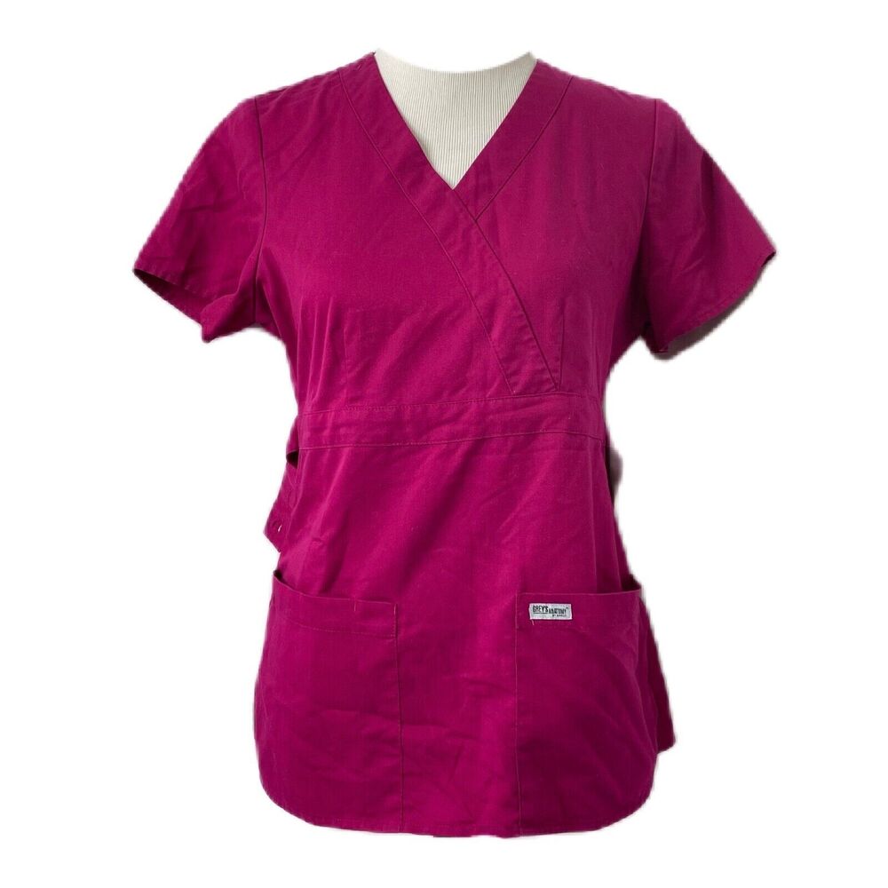 Women’s Small Scrubs Top Greys Anatomy by Barco Purple Short Sleeve Pockets